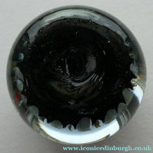 Load image into Gallery viewer, Scottish PERTHSHIRE Paperweight. Black Ground. 12 Half Spokes &amp; Millefiori Canes
