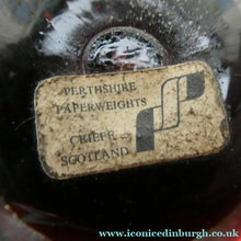 Load image into Gallery viewer, Scottish PERTHSHIRE Paperweight. Dark Blue Ground, 10 Short Spokes &amp; Millefiori Canes
