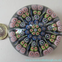 Load image into Gallery viewer, 1970s Early Perthshire Paperweight Scottish Glass Millefiori and Latticino Spokes
