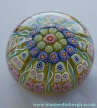 Load image into Gallery viewer, Vintage Scottish Perthshire Paperweight Yellow Ground 9 Spokess
