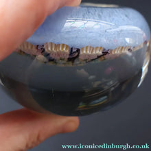 Load image into Gallery viewer, 1970s Perthshire Glass Paperweight. Pale Blue Ground Fourteen Spokes &amp; Millefiori Canes. Label to Base - Paperweight
