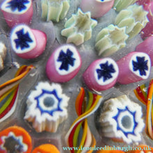 Load image into Gallery viewer, 1970s Scottish PERTHSHIRE Paperweight. Pale Lilac Ground. 9 Half Spokes &amp; Millefiori Canes
