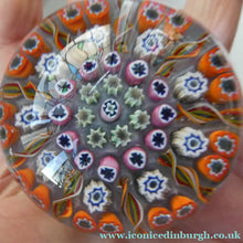 Load image into Gallery viewer, 1970s Scottish PERTHSHIRE Paperweight. Pale Lilac Ground. 9 Half Spokes &amp; Millefiori Canes
