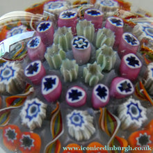 Load image into Gallery viewer, 1970s Scottish PERTHSHIRE Paperweight. Pale Lilac Ground. 9 Half Spokes &amp; Millefiori Canes
