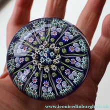 Load image into Gallery viewer, Vintage Scottish Strathearn Paperweight. 13 Half Spokes &amp; Millefiori Canes 
