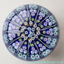 Load image into Gallery viewer, Vintage Scottish Strathearn Paperweight. 13 Half Spokes &amp; Millefiori Canes 

