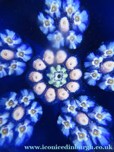 Load image into Gallery viewer, 1970s Perthshire Paperweight Millefiori Star Shaped Clusters Blue Ground P
