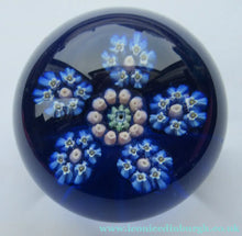 Load image into Gallery viewer, 1970s Perthshire Paperweight Millefiori Star Shaped Clusters Blue Ground PP10
