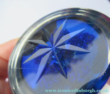 Load image into Gallery viewer, 1970s Perthshire Paperweight Millefiori Star Shaped Clusters Blue Ground P
