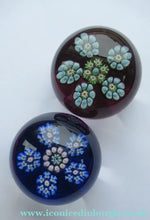 Load image into Gallery viewer, 1970s Perthshire Paperweight Millefiori Star Shaped Clusters Blue Ground P
