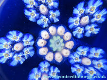 Load image into Gallery viewer, 1970s Perthshire Paperweight Millefiori Star Shaped Clusters Blue Ground P
