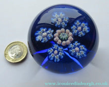 Load image into Gallery viewer, 1970s Perthshire Paperweight Millefiori Star Shaped Clusters Blue Ground P
