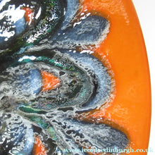 Load image into Gallery viewer, 1970s Poole DELPHIS Fruit Bowl. Abstract Designs in Orange &amp; Dark Blue Shades

