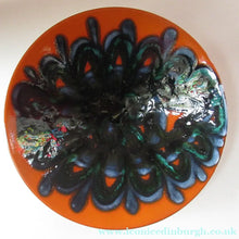 Load image into Gallery viewer, 1970s Poole DELPHIS Fruit Bowl. Abstract Designs in Orange &amp; Dark Blue Shades
