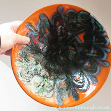 Load image into Gallery viewer, 1970s Poole DELPHIS Fruit Bowl. Abstract Designs in Orange &amp; Dark Blue Shades
