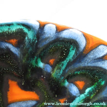 Load image into Gallery viewer, 1970s Poole DELPHIS Fruit Bowl. Abstract Designs in Orange &amp; Dark Blue Shades
