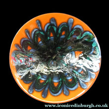 Load image into Gallery viewer, 1970s Poole DELPHIS Fruit Bowl. Abstract Designs in Orange &amp; Dark Blue Shades
