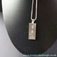 Load image into Gallery viewer, 1970s Vintage "RH" Sterling Silver Ingot PENDANT &amp; Thick Snake CHAIN. Hallmarked Edinburgh 1979
