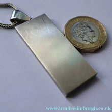 Load image into Gallery viewer, 1970s Vintage "RH" Sterling Silver Ingot PENDANT &amp; Thick Snake CHAIN. Hallmarked Edinburgh 1979
