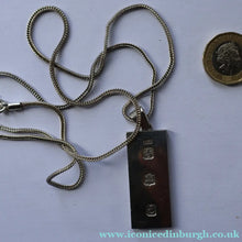 Load image into Gallery viewer, 1970s Vintage "RH" Sterling Silver Ingot PENDANT &amp; Thick Snake CHAIN. Hallmarked Edinburgh 1979
