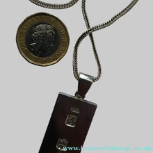 Load image into Gallery viewer, 1970s Vintage "RH" Sterling Silver Ingot PENDANT &amp; Thick Snake CHAIN. Hallmarked Edinburgh 1979
