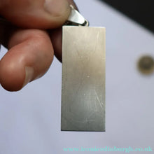 Load image into Gallery viewer, 1970s Vintage "RH" Sterling Silver Ingot PENDANT &amp; Thick Snake CHAIN. Hallmarked Edinburgh 1979
