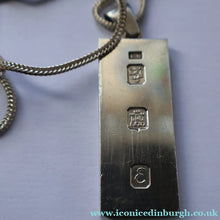 Load image into Gallery viewer, 1970s Vintage "RH" Sterling Silver Ingot PENDANT &amp; Thick Snake CHAIN. Hallmarked Edinburgh 1979
