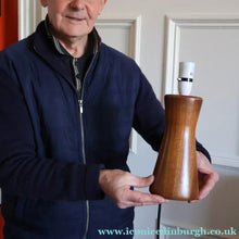Load image into Gallery viewer, Vintage Scandinavian Style Teak Table Lamp  Height: 9 inches REWIRED &amp; WORKING
