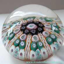 Load image into Gallery viewer, SCOTTISH PAPERWEIGHT. Strathearn Millefiori Canes and Latticino Eight Spoke MAGNUM Size

