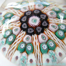 Load image into Gallery viewer, SCOTTISH PAPERWEIGHT. Strathearn Millefiori Canes and Latticino Eight Spoke MAGNUM Size
