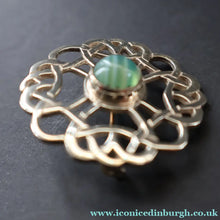 Load image into Gallery viewer, Vintage 1970s Scottish SHETLAND SILVER Celtic Style Brooch with Inset Agate
