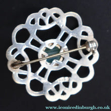 Load image into Gallery viewer, Vintage 1970s Scottish SHETLAND SILVER Celtic Style Brooch with Inset Agate
