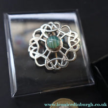 Load image into Gallery viewer, Vintage 1970s Scottish SHETLAND SILVER Celtic Style Brooch with Inset Agate - Scottish Silver Jewellery
