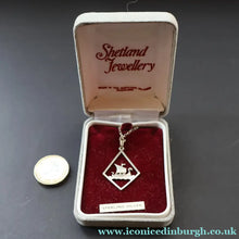Load image into Gallery viewer, 1970s Vintage Scottish SHETLAND SILVER Viking Boat Necklace tin Original Box

