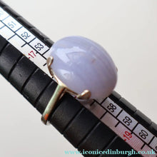 Load image into Gallery viewer, Vintage 1975 EDINBURGH Hallmarked Delicate Silver &amp; Blue Lace Agate Ring.  Size O+
