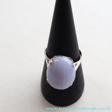 Load image into Gallery viewer, Vintage 1975 EDINBURGH Hallmarked Delicate Silver &amp; Blue Lace Agate Ring.  Size O+
