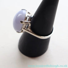 Load image into Gallery viewer, Vintage 1975 EDINBURGH Hallmarked Delicate Silver &amp; Blue Lace Agate Ring.  Size O+
