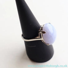 Load image into Gallery viewer, Vintage 1975 EDINBURGH Hallmarked Delicate Silver &amp; Blue Lace Agate Ring.  Size O+
