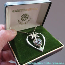 Load image into Gallery viewer, 1970s Caithness Glass Pendant Miniature Millefiori Paperweight Set in Silver Luckenbooth
