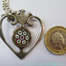 Load image into Gallery viewer, 1970s Caithness Glass Pendant Miniature Millefiori Paperweight Set in Silver Luckenbooth
