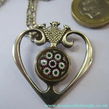 Load image into Gallery viewer, 1970s Caithness Glass Pendant Miniature Millefiori Paperweight Set in Silver Luckenbooth

