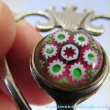 Load image into Gallery viewer, 1970s Caithness Glass Pendant Miniature Millefiori Paperweight Set in Silver Luckenbooth
