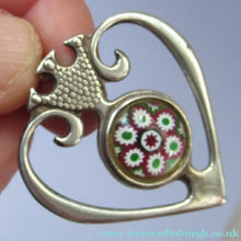 Load image into Gallery viewer, 1970s Caithness Glass Pendant Miniature Millefiori Paperweight Set in Silver Luckenbooth

