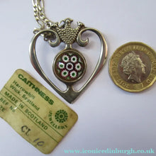 Load image into Gallery viewer, 1970s Caithness Glass Pendant Miniature Millefiori Paperweight Set in Silver Luckenbooth
