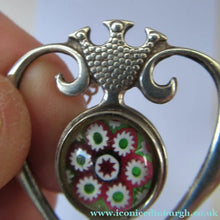 Load image into Gallery viewer, 1970s Caithness Glass Pendant Miniature Millefiori Paperweight Set in Silver Luckenbooth

