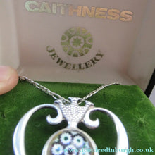 Load image into Gallery viewer, 1970s Caithness Glass Pendant Miniature Millefiori Paperweight Set in Silver Luckenbooth
