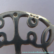 Load image into Gallery viewer, SCOTTISH SILVER Brooch. Stylish 1970s Celtic Design with Large Central Citrine
