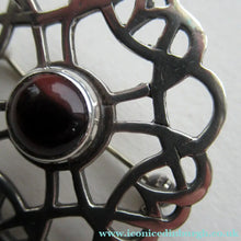Load image into Gallery viewer, 1970s Scottish Silver Brooch with Central Stone. Probably by John Hart
