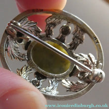 Load image into Gallery viewer, 1970s Scottish Silver Brooch with Green Marble / Agate Stone. Hallmarked Edinburgh 1971
