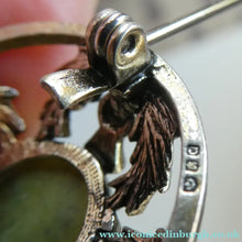 Load image into Gallery viewer, 1970s Scottish Silver Brooch with Green Marble / Agate Stone. Hallmarked Edinburgh 1971
